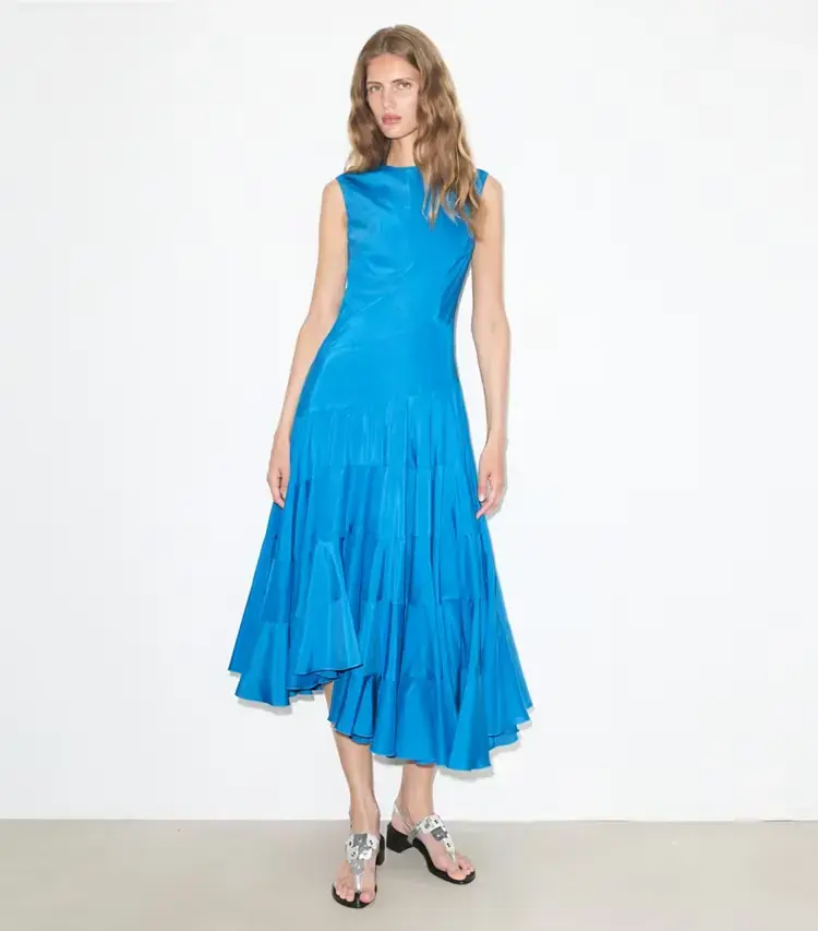Flared Cotton Silk Dress - Image 2