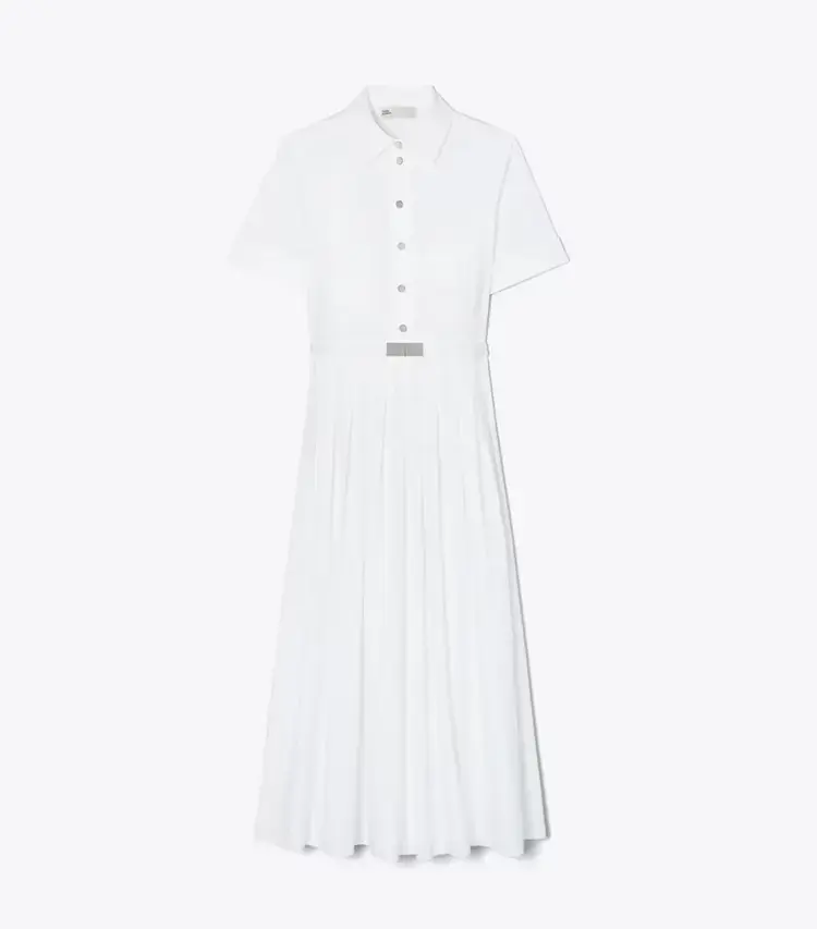 Pleated Poplin Shirtdress