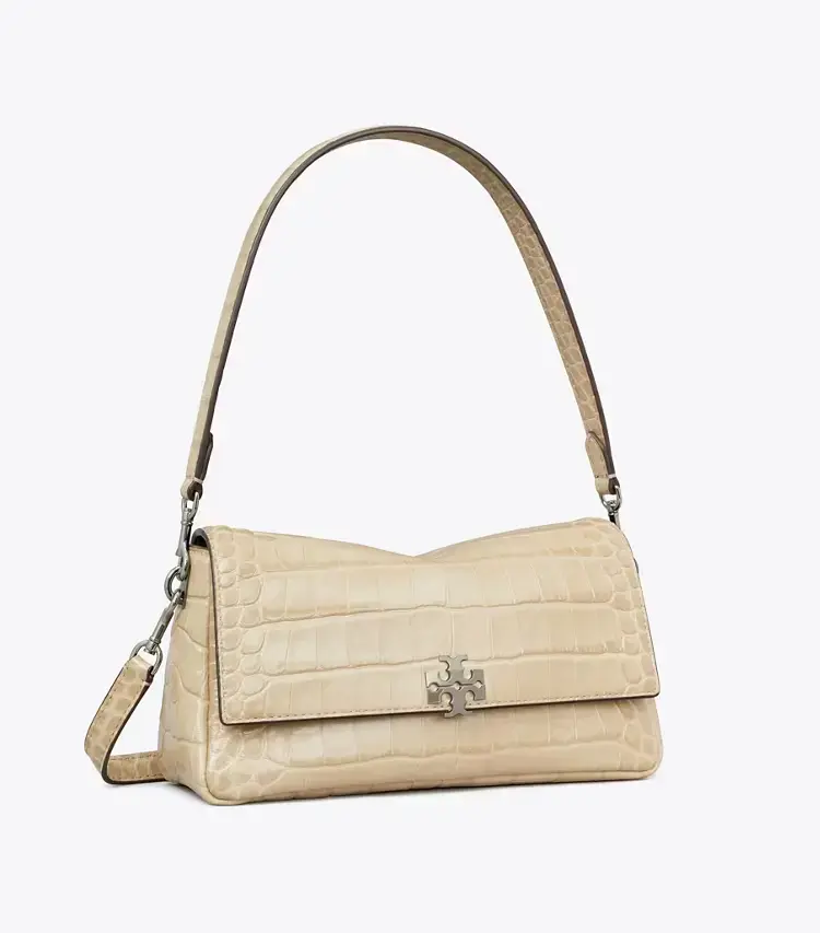 Small Charlie Croc-Embossed Shoulder Bag
