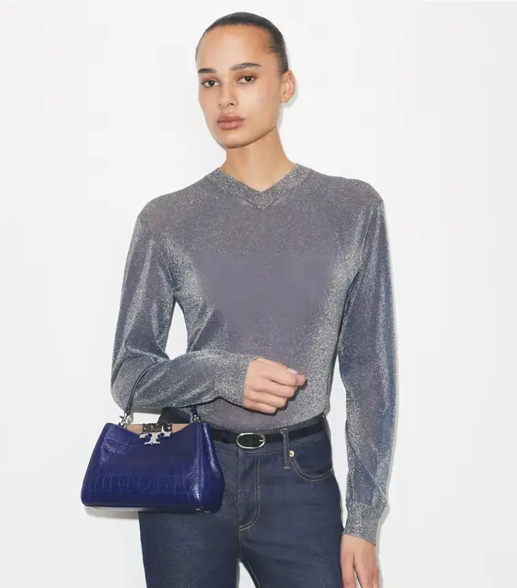 Mini Eleanor Soft Croc-Embossed Satchel - Image 2