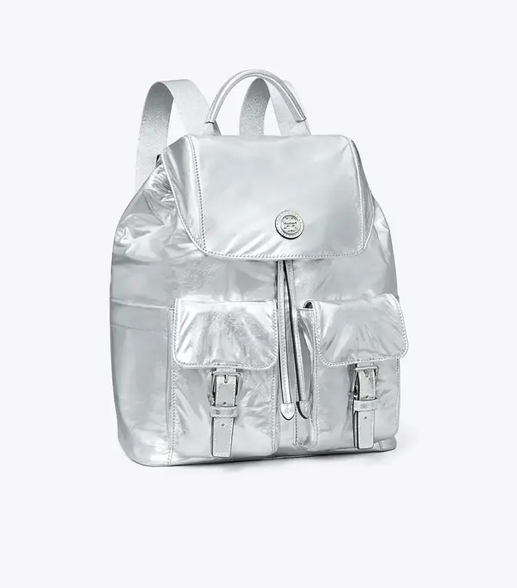 Virginia Metallic Flap Backpack