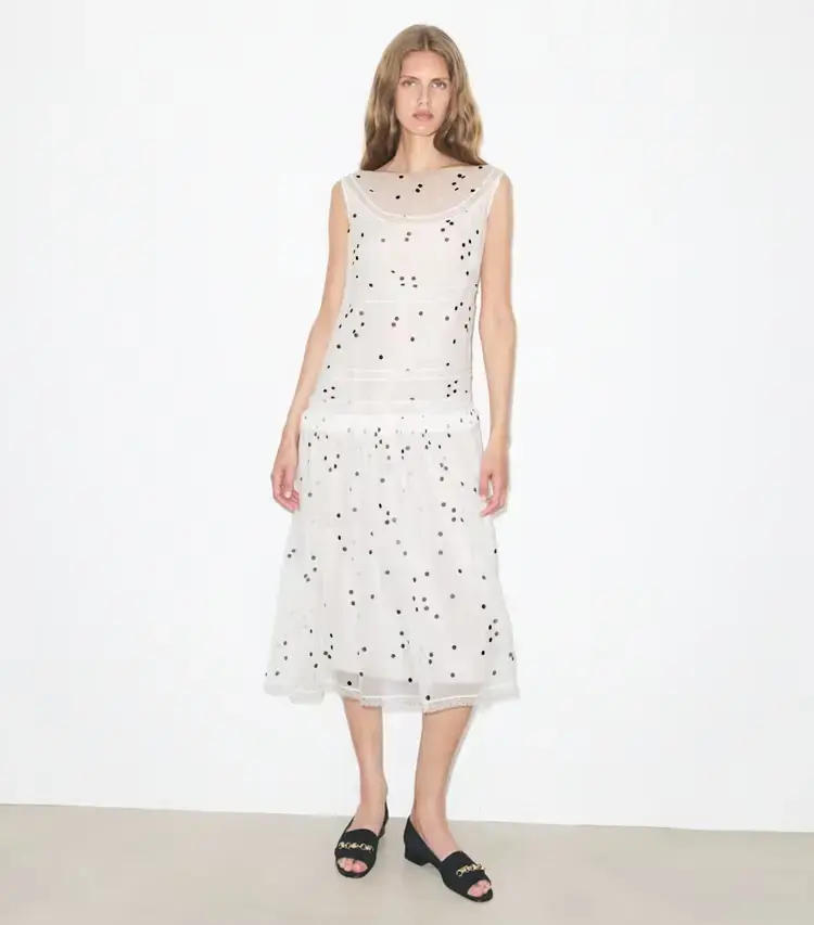 Pleated Silk Lace Dress - Image 2