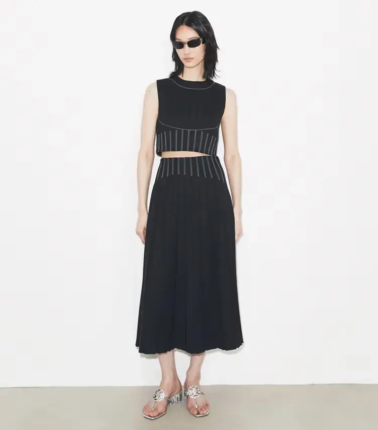 Wool Twill Pleated Skirt - Image 2