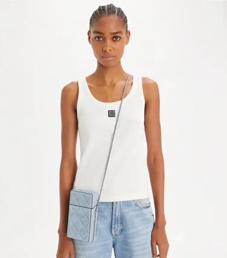 Fleming Denim-Print Suede Phone Crossbody - Image 2