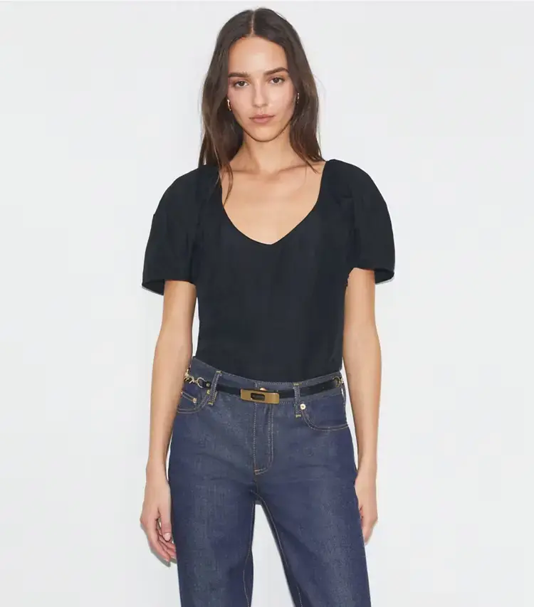 Balloon Sleeve Viscose Top - Image 2
