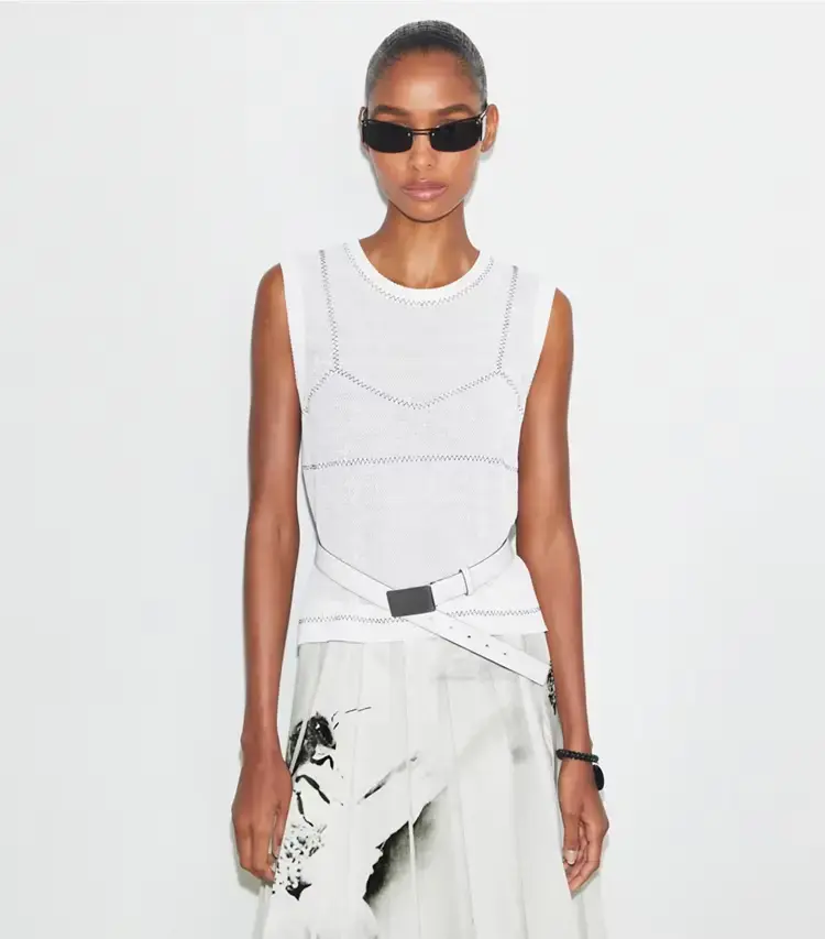 Cotton And Nylon Mesh Top - Image 2