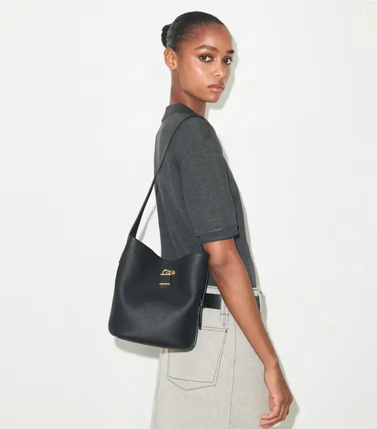 Medium Lock Slim Bucket Bag - Image 2