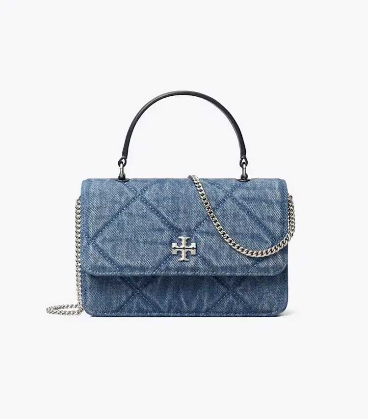 Mini Kira Diamond Quilt Denim Top-Handle Crossbody - Image 3