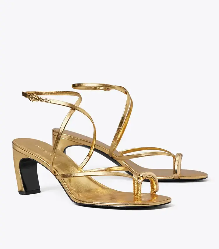 Pierced Multi-Strap Heeled Sandal