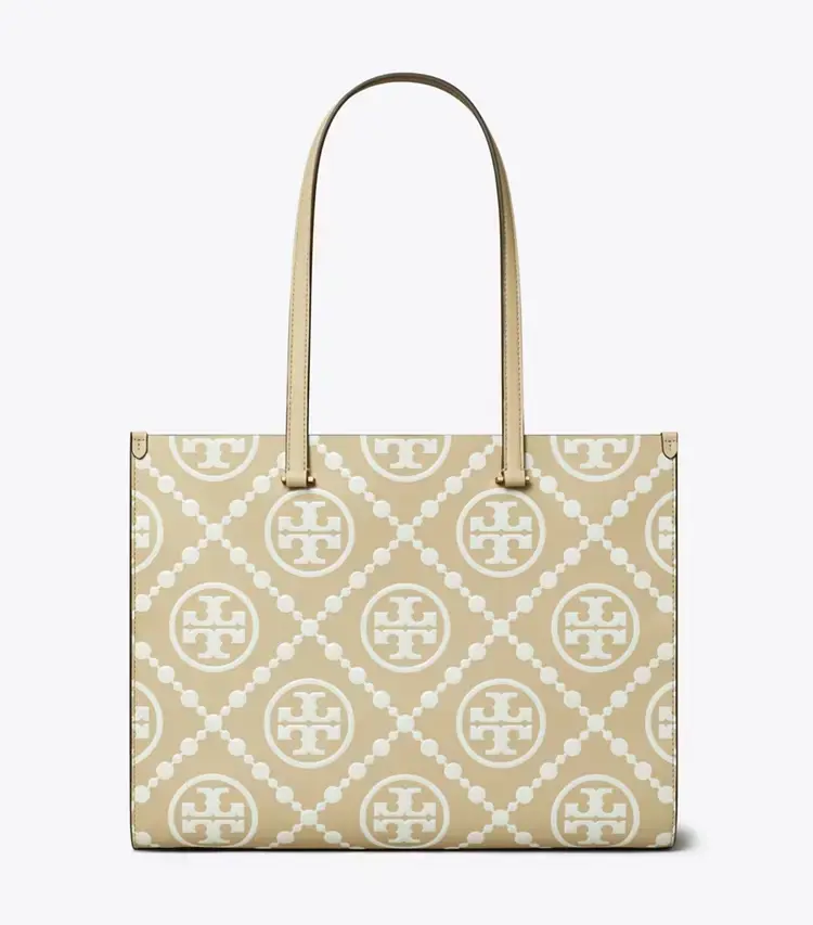 T Monogram Contrast Embossed Tote - Image 3