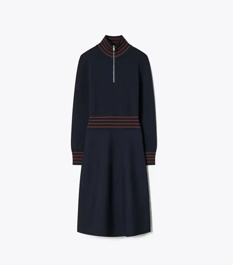 A-Line Turtleneck Zip Dress