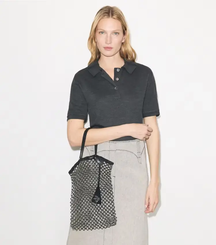 Small Handwoven Chain Mesh Tote - Image 2