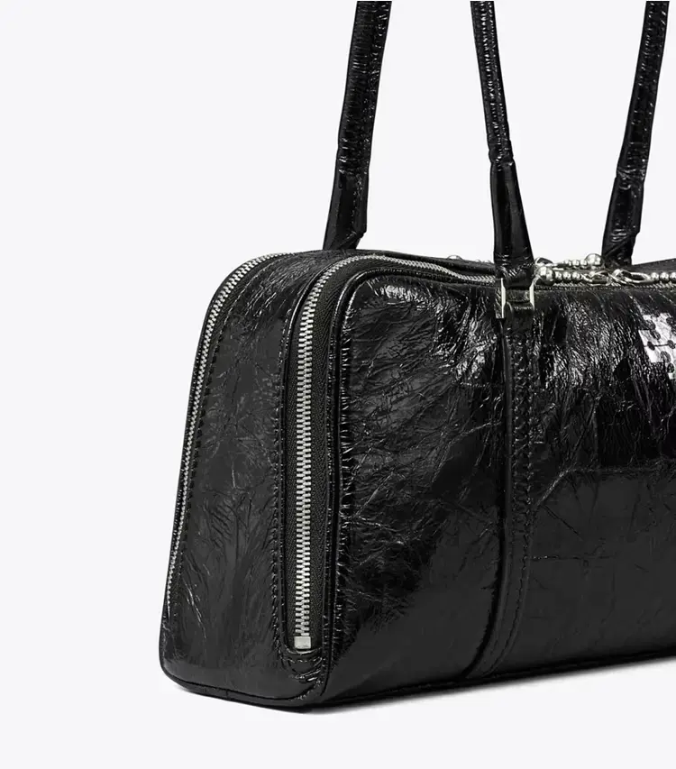 Small Crinkle Leather Marshmallow Satchel - Image 4