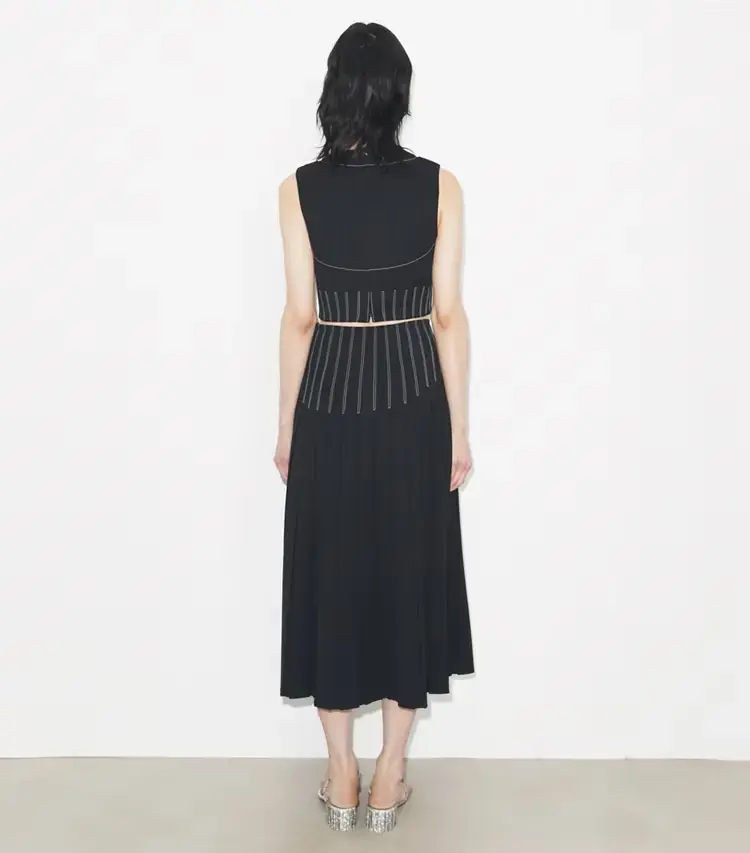 Wool Twill Pleated Skirt - Image 3