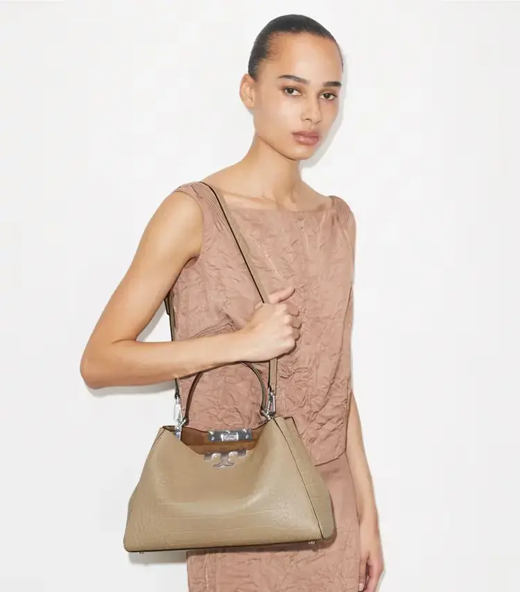 Eleanor Soft Croc-Embossed Satchel - Image 2