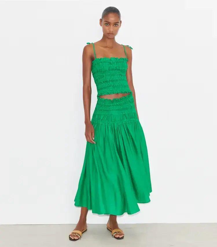 Smocked Viscose Skirt - Image 2