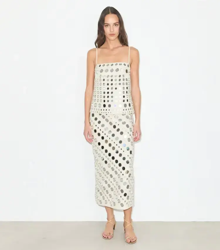 Mirror Embellished Cotton Dress - Image 2
