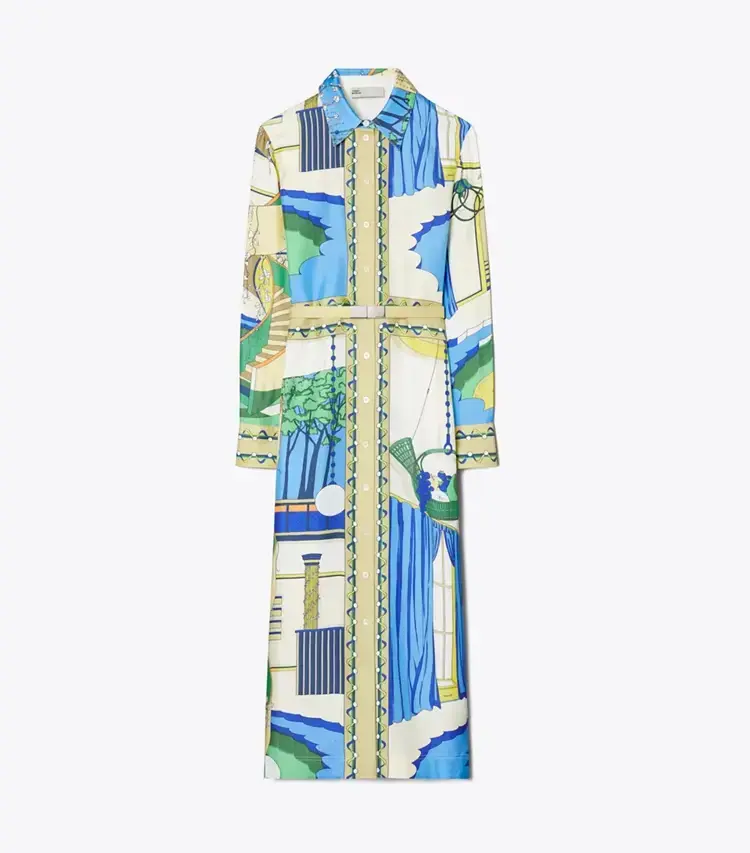 Printed Silk Shirtdress