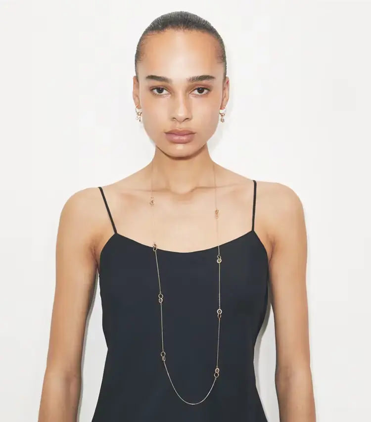 Long Icon PavÉ Interlocking Necklace - Image 4