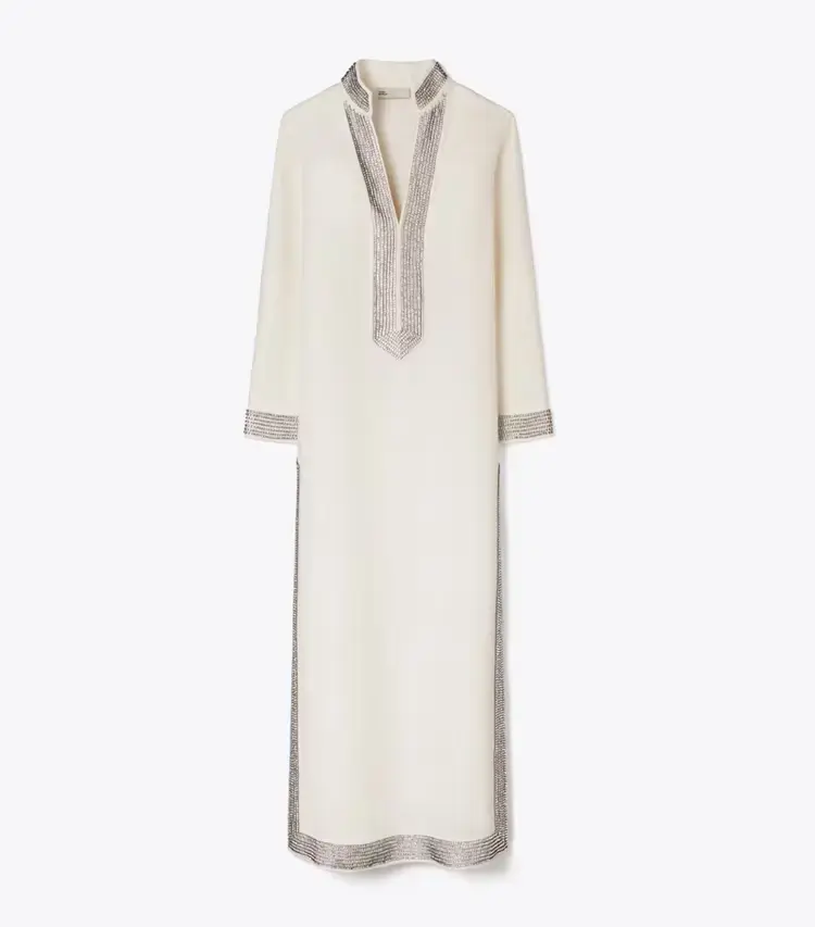 Embellished Linen Caftan